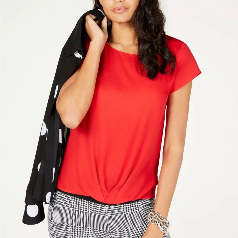 New $59 I.N.C. Women'S Red Draped Blouse
